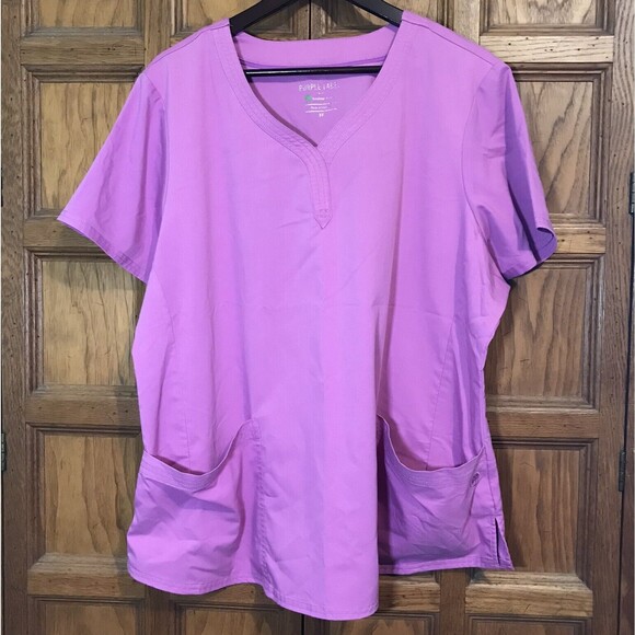 Purple Label by Healing Hands Scrub Top Women's 3X Plum Medical Vet Nurse Pocket - Picture 1 of 8